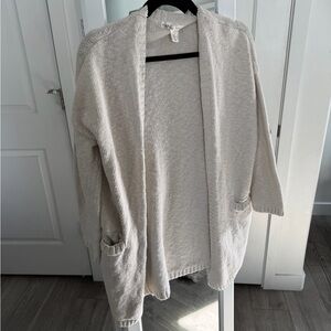 Kaisely Light Cream Open-Front Knit Cardigan
